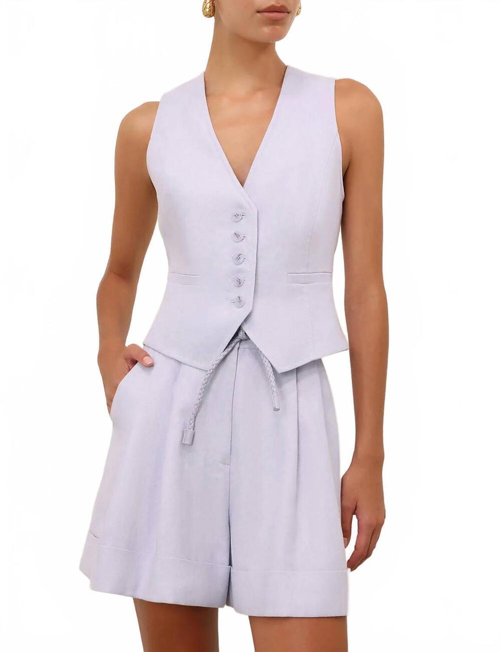 NEW ZIMMERMANN women's luna linen waistcoat in lilac